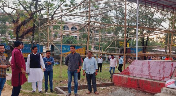 বিজয় মঞ্চ আধুনিকায়ন কাজ পরিদর্শনে জেলা পরিষদ চেয়ারম্যান