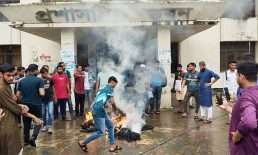 পদত্যাগ দাবি/নোবিপ্রবি ভিসি প্রোভিসি রেজিস্ট্রারের কুশপুতুল দাহ