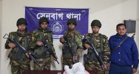 সেনবাগে সেনাবাহিনী,পুলিশের যৌথ অভিযানে বিদেশী পিস্তল উদ্ধার