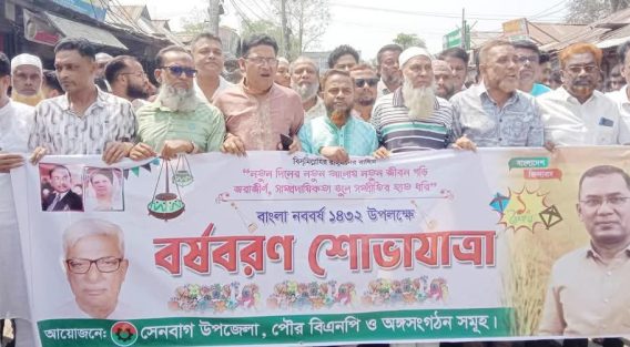 সেনবাগে বিএনপির বৈশাখী শোভাযাত্রা