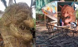 চারুকলায় ফ্যাসিস্টের মুখাকৃতিতে আগুন