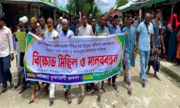 সুবর্ণচরে জলাবদ্ধতা নিরসনে বিক্ষোভ মিছিল ও মানববন্ধন