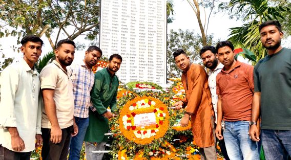 বিজয় দিবসে মুক্তিযোদ্ধা প্রজন্মের শহীদ মিনারে পুষ্পস্তবক অর্পণ