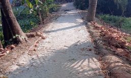 সড়কের ইট-বালু লুট: স্কুলগামী শিশুদের যাতায়াত বন্ধ