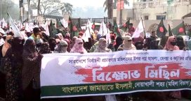 নির্বাচনি প্রচারণায় হেনস্তার প্রতিবাদে মহিলা জামায়াতের বিক্ষোভ মিছিল