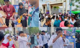 এসএসসি পরীক্ষার্থীদের জন্য নোয়াখালী জিলা স্কুলের সামনে শরবত বিতরণ