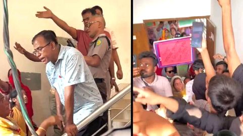 রামিসা হত্যার বিচারের দাবিতে থানায় ঢুকে এলাকাবাসীর বিক্ষোভ