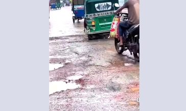 মাইজদী হাসপাতাল সড়কে নিম্নমানের সংস্কারের অভিযোগ