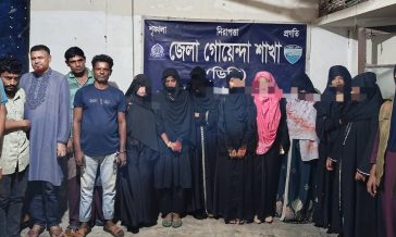 চৌমুহনীতে আবাসিক হোটেলে ডিবির অভিযানে গ্রেপ্তার ১২