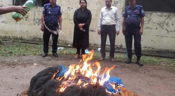 চাটখিলে দেশীয় মাছ রক্ষায় ৩৫টি অবৈধ জাল ধ্বংস
